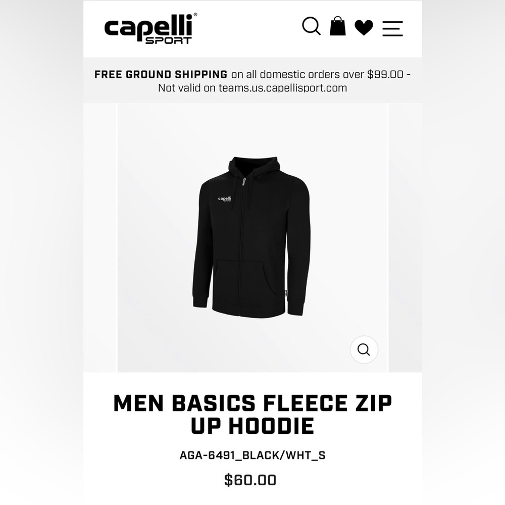 Capelli Sport Black Fleece Hoodie